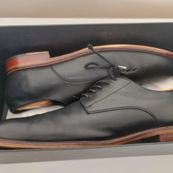 🔥ASTON GREY COLLECTION Men's 11.5 BLACK Wingtip Dress Shoes + Original Box - Picture 3 of 8
